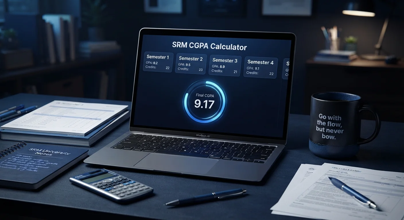 SRM CGPA Calculator showing semester GPA and final CGPA
