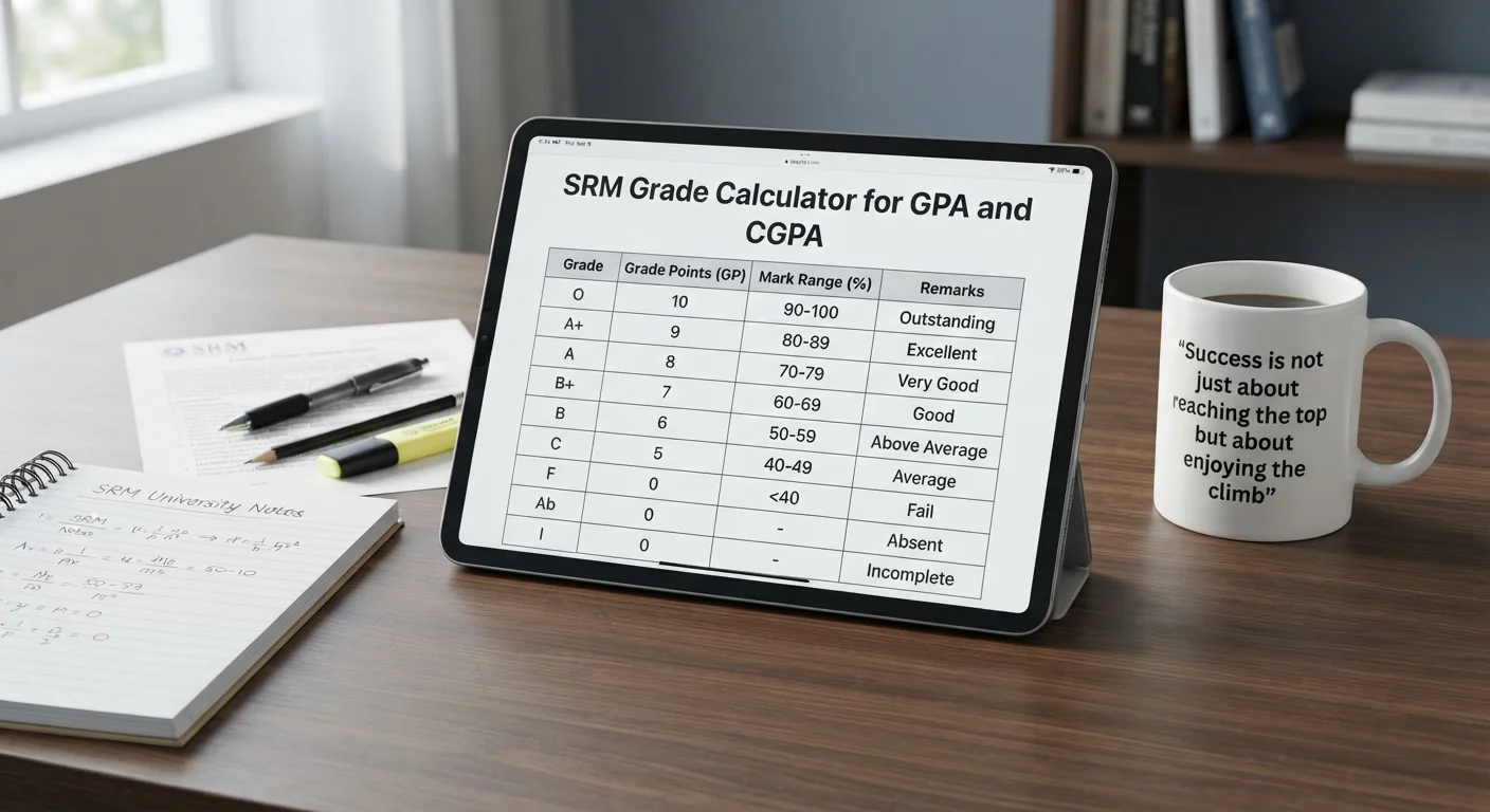 SRM University grading system with grades grade points and mark ranges