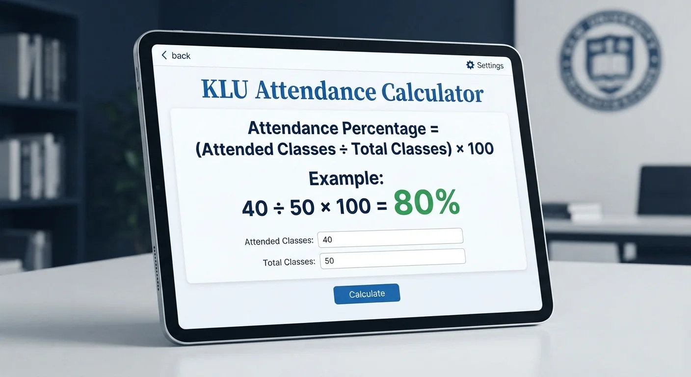 KLU Attendance Calculator attendance percentage formula and calculation example